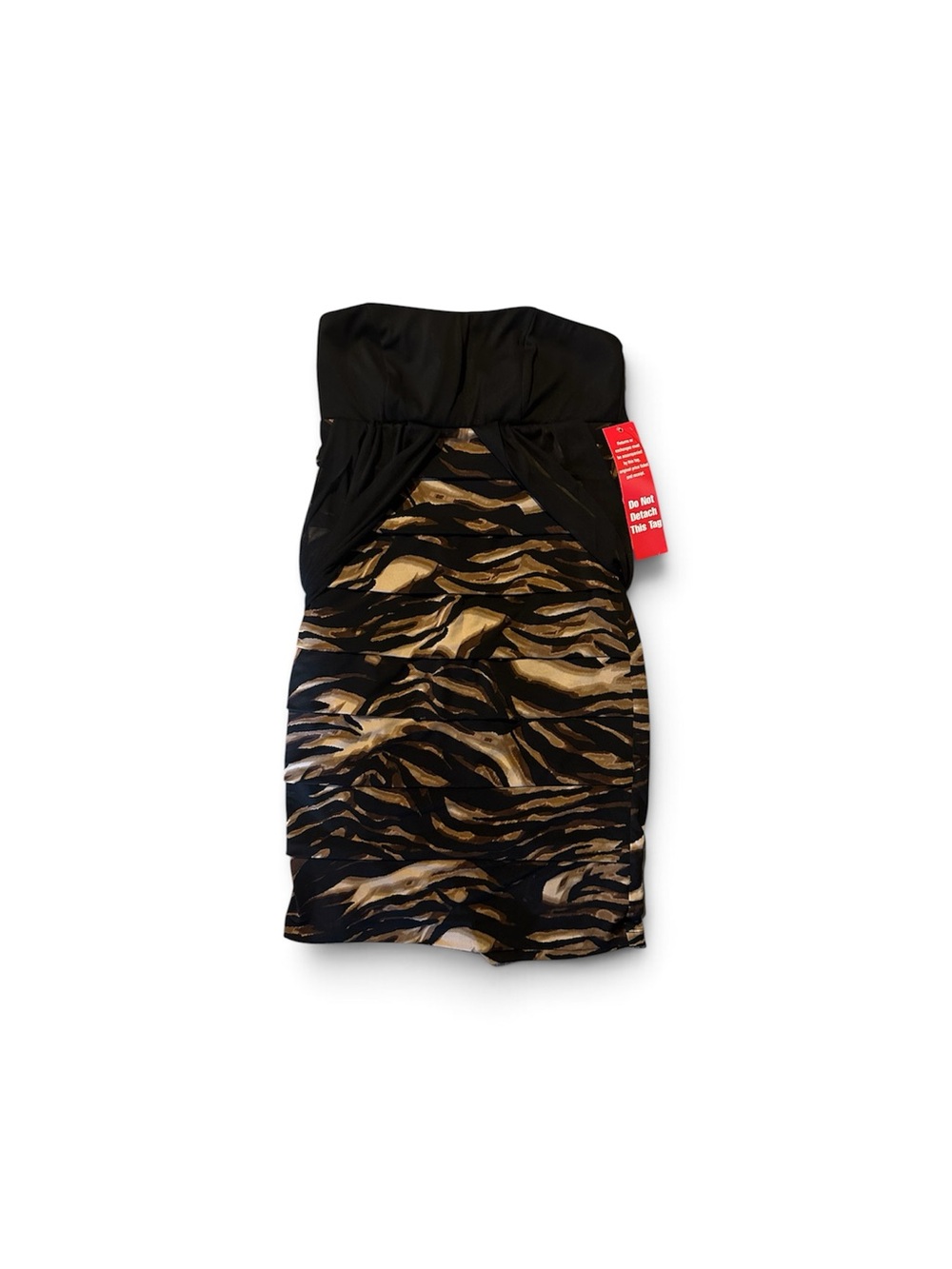 Enfocus Studio Black Strapless Dress with Tan & Black Animal-Print Skirt